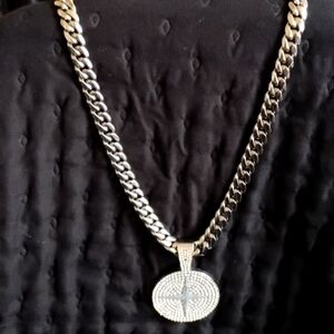 Miami Cuban Link Chain + Round Pendant 18k Gold Plated